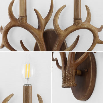 Oakley 13.25" 2-Light Southwestern Bohemian Resin/Iron Faux Antler LED Sconce - JONATHAN Y